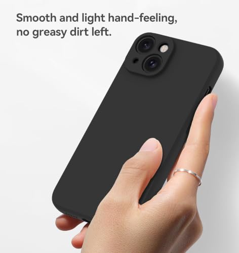 Image of DIZORO Square Microfiber Candy Case Compatible for iPhone 15 Shockproof Slim Back Cover Liquid Silicone Case - Black
