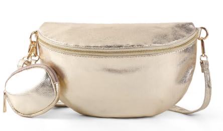 Gold Crossbody Bags For Women Large Capacity Fashionable Fanny Pack Matching Mini Purse