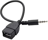 Dwuww Black USB to AUX Adapter Cable,3.5mm Male AUX Plug to USB 2.0 Female Converter Adapter Cable Cord for Car Aux Port 20cm/8-inch Length Black OTG Adapter Audio and Video Accessories