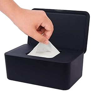Feuchttüchter Box, Feuchtes Toilettenpapier Box, Feuchttücherbox Schwarz, Feuchttücher Box Baby, Aufbewahrungsbox Kunststoff Feuchttücher Spender mit Deckel für Zuhause und Büro