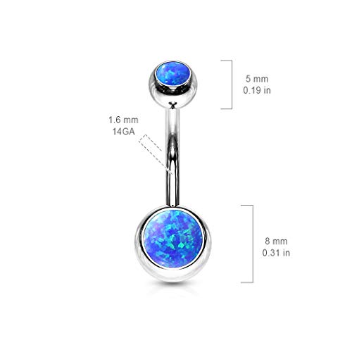 FIFTH CUE Synthetic Opal Set Double Jeweled 316L Surgical Steel Navel Belly Button Ring3