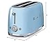 Smeg TSF02PBUS 50's Retro Style Aesthetic 4 Slice Toaster, Pastel Blue
