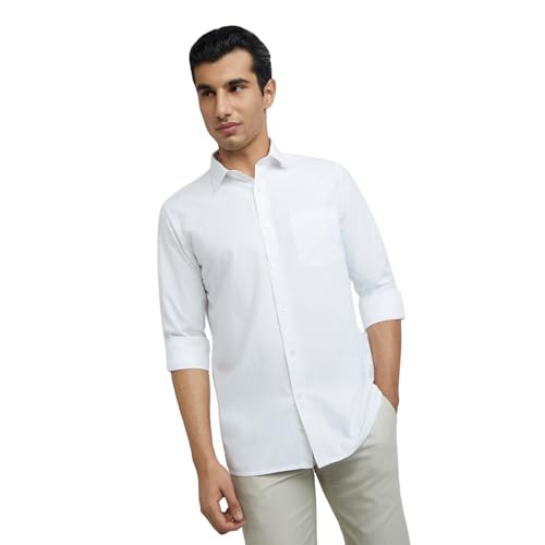 Image of Park Avenue Men's Polyester Blend Plain Regular Fit Formal Shirt