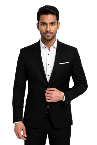 darbar in Men's Black Formal Blazer, Single-Breasted, Slim Fit, Smart Casual Style-picture-42
