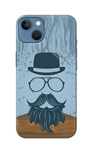 Image of PRINTFIDAA Mustache Beard and Hairstyle Hipster in Glasses Printed Designer Hard Case for Apple iPhone 13, A2633, A2482, A2631, A2634, A2635 Back Cover -(e) RPM1002