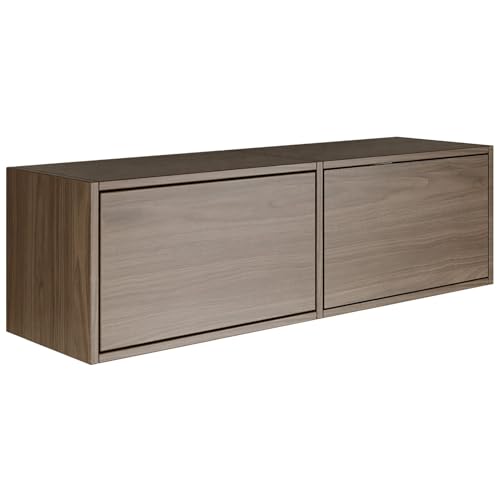 Selsey TV Lowboard - Farbe Wisconsin-Walnuss Moderne Fernseher Kommode 100 x 30 x 30 cm (BxTxH) TV Unterschrank für Wohnzimmer Schrank mit Klappen Push to Open Lowboard Hängend TV Cabinet Wandmontage