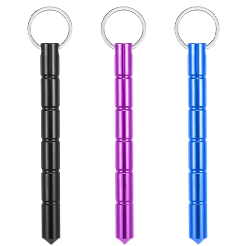 oruola 3 Pack Safety Keychain Set for Women, Self Defense Keychain, Metal Tactical Keychain, Aluminum Short Stick Protection Tool, Gift Keychains for Women Men(Purple, Blue, Black)