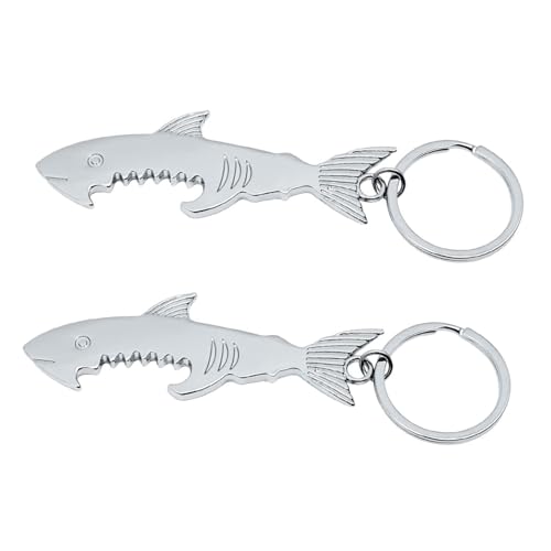 OUNONA 2pcs Shark Keyring Bottle Opener Keychain Multi-use Decor Keyring Beer Opener