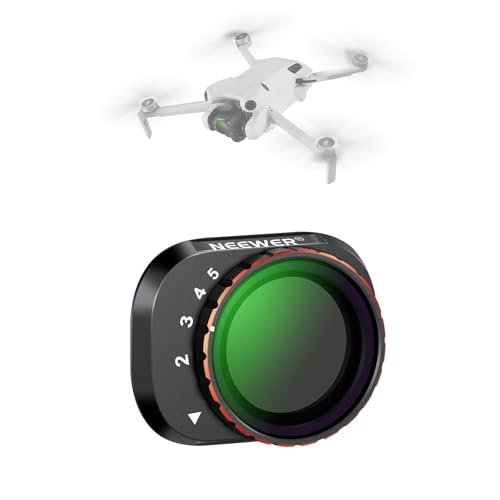 NEEWER Variabler ND Filter kompatibel mit DJI Mini 4 Pro ND2-32 1-5 Stop Snap On mehrfach beschichtetes HD Optikglas Metallrahmen Drohnen Kamera Objektiv Graufilter Luftbildfotografie Zubehör
