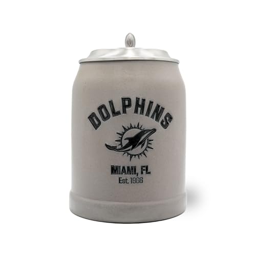 Bavariashop | ®NFL PREMIUM Team-Krug Miami Dolphins | NFL Fankrug mit Team Logo | American Football Sammlerkrug | 0,5 Liter mit Zinndeckel