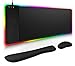 [3-in-1] RGB Gaming mauspad led[Tastatur&Maus-Handgelenkstütze], Kardition Großes Mauspad[Schwarz][800x300],LED Soft Gaming ergonomisches mauspad mit 14 Lichtmodi 2 Helligkeitsstufen [XL,XXL,XXXL]
