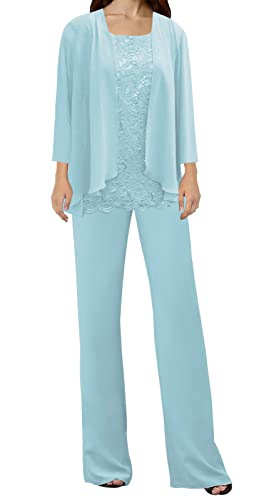 3 Pieces Mother of The Bride Dress Pant Suits Lace Evening Formal Dress for Wedding Guest Groom Women's