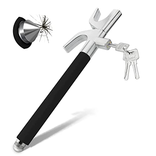 ROADGIVE Car Steering Wheel Lock - Heavy Duty Anti-Theft Steering Wheel Lock Retractable Steering Lock Double Hook Universal Fit Emergency Hammer Window Breaker with 3 Keys for Auto/Truck/SUV (Black)