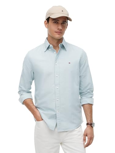 Image of Tommy Hilfiger Men's Long Sleeve Oxford Shirts in Regular Fit, Men's Button Down Shirts, Also Available in Big and Tall