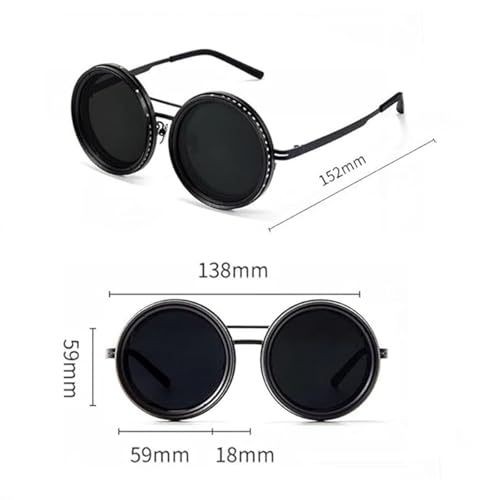 Tudedea Lombell 1-9 Gear Adjustable Tint Sunglasses, Polarized Lens with ND Filter, Rounded Sunglasses for Versatile Light Control and Maximum Sun Protection(Gold a)