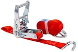 UNITRAILER Sangle d'arrimage avec tendeur à cliquet 3 mètres de Long et 25 mm de Largeur capacité de 1 Tonne 1000 daN Couleur Rouge pour sécurisation de Charge légère sur remorque et Voiture