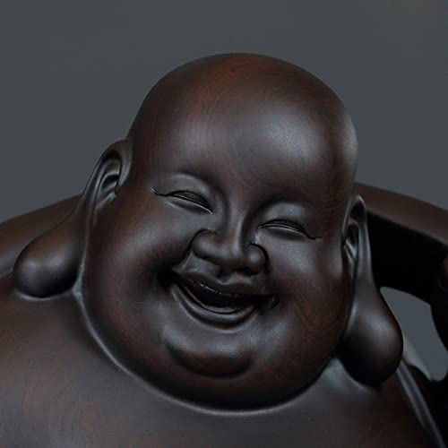 Amazon｜仏像 木彫り 七福神 置物 布袋 黒檀 布袋様 風水（高さ30cm×巾