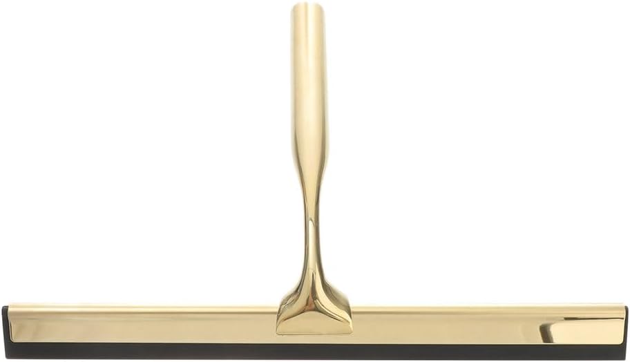 Shower Squeegee Deluxe 304 Stainless Steel Wiper Scraper for Bathroom Shower Glass Door Mirror Windows Tiles,Golden.,26.00X16.50X2.10cm