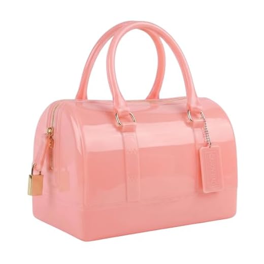 Ladies Summer Jelly Pillow-shaped Top Handle Handbag Candy Color Transparent Crystal Purse (Pink)