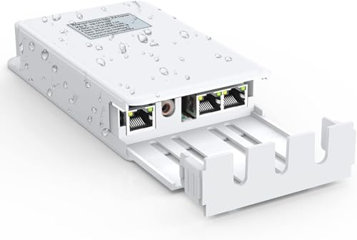 Image of VIMIN 2-Port Outdoor PoE Gigabit Extender, 1 in 2 Out PoE Repeater with 1000Mbps, IEEE802.3af /at Compatible, IP65 Waterproof, Extend Additional 100m(328ft) of Power and Data Transmission, Plug & Play