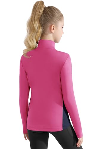 Girls Equestrian Horse Riding Shirts - Long Sleeve Fleece Winter Quarter Zip Pullover Ice Skating Jacket Sweatshirts2