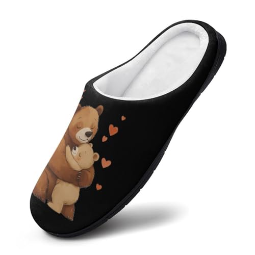 Mammy Bear Love Women's Cotton Slippers Indoor Outdoor Slip-on Warm House Shoes with Anti-Skid Rubber Sole3
