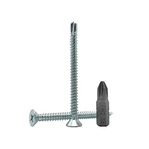 DIN 7504 P - Paquete de 50 tornillos autotaladrantes de cabeza avellanada y huella Phillips (PH) de acero chapado en zinc de 4,8 x 60 mm (50, 4,8 x 60 mm)