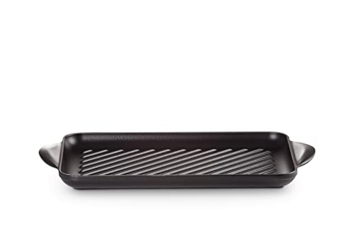 LE CREUSET Rechteckige Grillplatte aus Gusseisen, Für alle Herdarten inkl. Induktion geeignet, Schwarz, 20202320000460, 33 cm