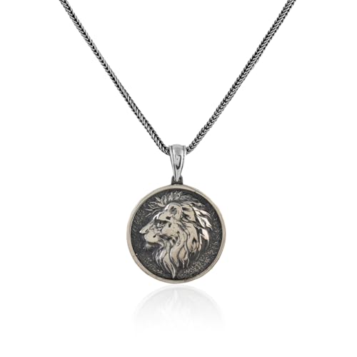 Collier lion en argent sterling pour hommes avec cadeau chiffon nettoyage