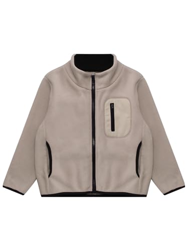 Jhaoyu Kids Girls Boys Fleece Jacket Stand Collar Long Sleeve Zipper Coat And Pockets for Outdoor Camping Hiking3