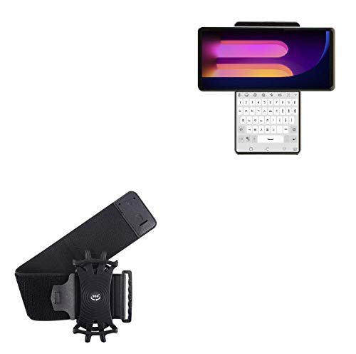 BoxWave Holster Compatible with LG Wing - ActiveStretch Sport Armband, Adjustable Armband for Workout and Running - Jet Black