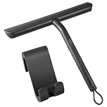 Vinabo Silicone Squeegee Shower Cleaner with Hook, Black Shower Scraper for Bathroom, Kitchen, Car, Window and Glass Cleaning