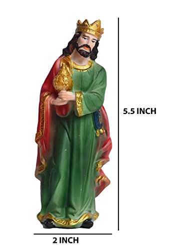 Image of KariGhar Nativity /Crib Idols Set of 16 Pieces (6 inch)[Pack - Crib House,Mary, Joseph, Baby Jesus, Angel, 3 Wise Men, The Shepherd, 7 Animals], Multicolour, A0096