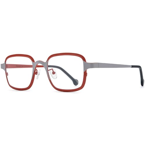 Image of FONEX Colorful Pure Titanium Glasses Frame Women Retro Round Eyeglasses