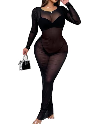 Transparent Dress Sheer Dresses for Women Sexy Sheer Mesh Dress Bodycon Dress Mesh Long Dress3
