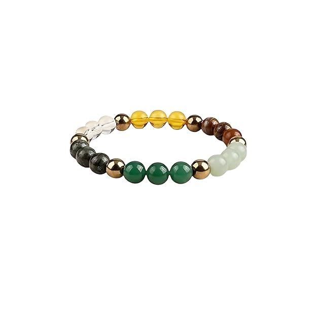 Dhan Yog Crystal Bracelet for Men & Women | Citrine Jade Tiger Eye Clear Quartz Pyrite Stone Bracelet | Wealth Prosperity Spiritual Gemstone Jewellery-image-48