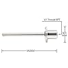 Sanitary Stainless Steel Thermometer Well 6" Length with tri clamp Adaptor 11/2" x Female NPT 1/2" Thermometer Connection
