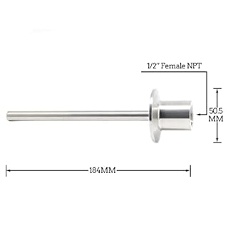 Sanitary Stainless Steel Thermometer Well 6" Length with tri clamp Adaptor 11/2" x Female NPT 1/2" Thermometer Connection