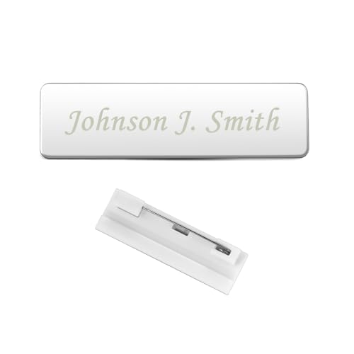 Zysta Targhetta Personalizzata Incisione Nome Numero Civico con Magnete per Porta Cassetta Postale Citofono ID Badge con Iniziali Ufficio con Spilla in Acciaio Targa con Nome 7 x 2cm (Argento Spilla)