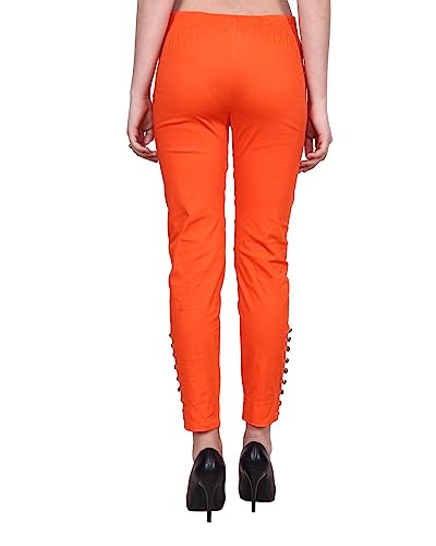 Image of POPWINGS Women Casual Mid Rise Stretchable Red Cotton Trouser
