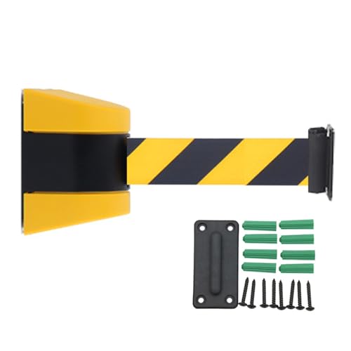 CAIFEXUE Retractable Wall Barrier,Wall Mount Crowd Control Wall Retractable Belt, Safety Belt with Abs Case, Caution Belt for Grocery Retail Store Stadium/10 Meters