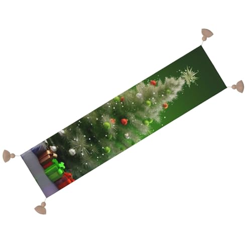 Chemin de table Noël rustique avec pompons déco table sapin 152cm - 3