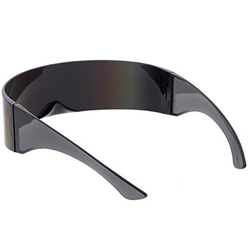 Image of zeroUV - 80s Futuristic Cyclops Cyberpunk Visor Sunglasses with Semi Translucent Mirrored Lens Shield Sunglasses