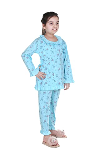 Image of Baby Girls Floral Print Hosiery Cotton Top & Pyjama Set