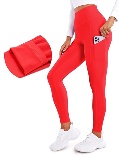 Image of CRZ YOGA Fleece Thermal Leggings Pockets 28'' | Casual, Full Length, Winter, Warm, for Women