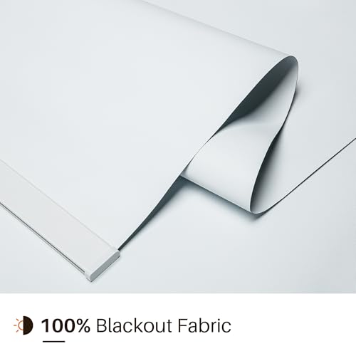 Image of Cordless Blackout Roller Shades, Free-Stop Window Shades Pull Down, Room Darkening Thermal Insulated Fabric Roller Blinds for Indoor Windows Bedroom Office (White, 39 inch W x 72 inch H)