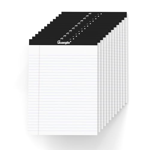 GUANGBO 12 Pack White Legal Pads 8.5 x 11 Wide Ruled Note Pad 50 Sheets Notepads Micro Perforated Writing Pad for Work Study Daily Note Taking List
