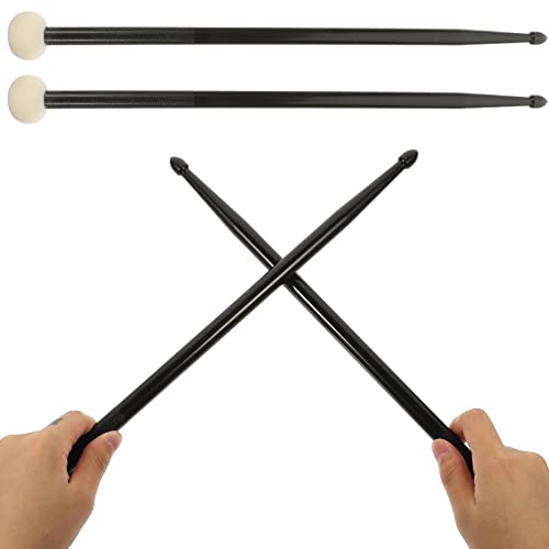 Drumstick Drum Felt Mallet Head Drum Sticks Double-End Drum Sticks Multi- Percussion Stick Wood Tip Mallets Felt Butt For Timpani Marching Drums, Black #TOP5