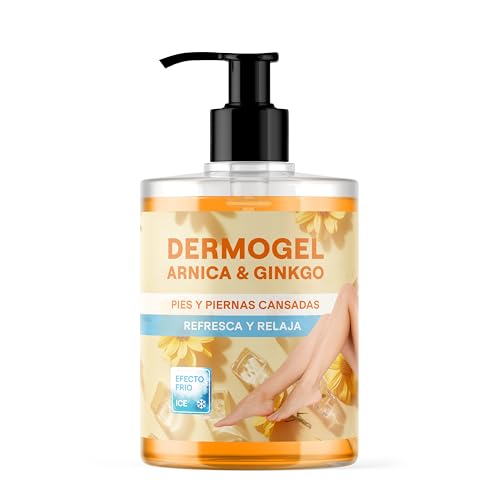 QKnatur - Gel piernas cansadas Árnica & Ginkgo Efecto Frío 500ml - Alivio y frescor para Piernas y pies Cansados - Relajante, Refrescante e Hidratante - Alta concentración en Extractos Vegetales