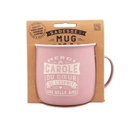 Mug Nomade - Mug à thé et café personnalisé Carole - Cadeau pour Femme, Rose